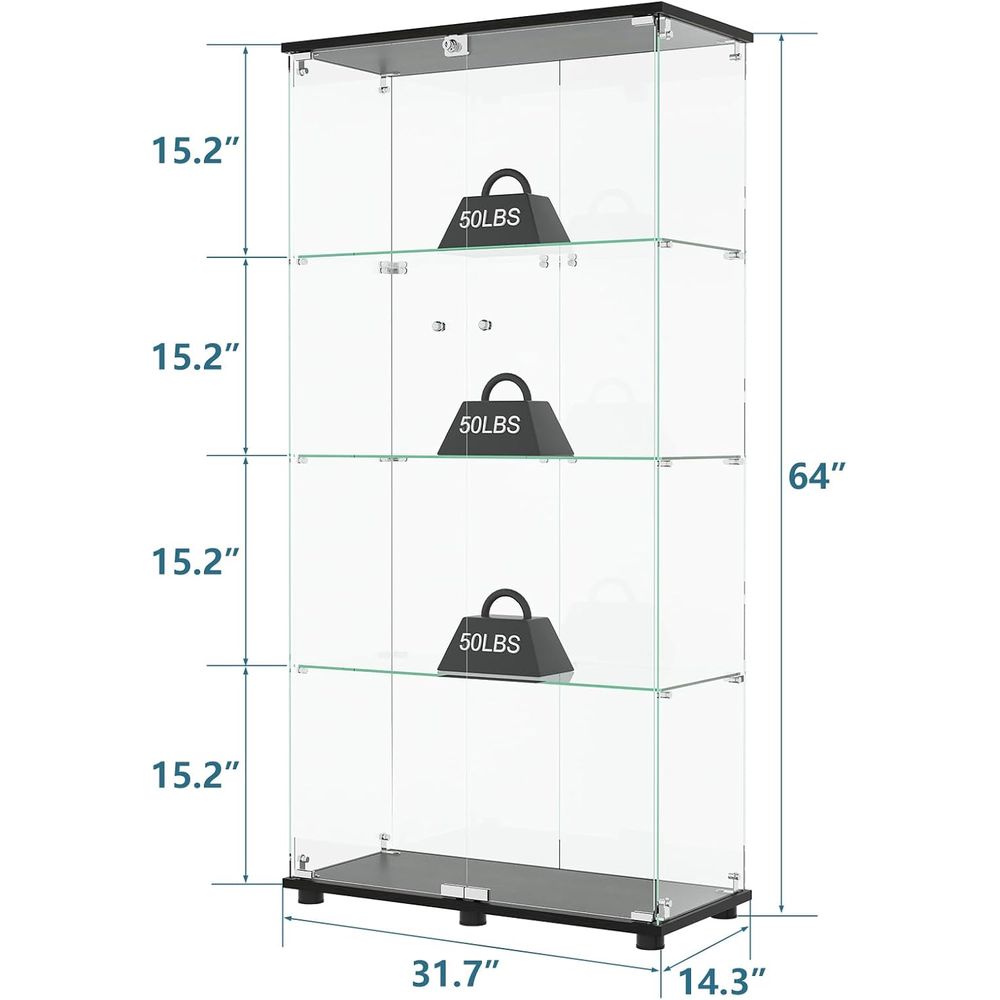 Glass Display Cabinet with 4-S - Glass Bed 评论和价格