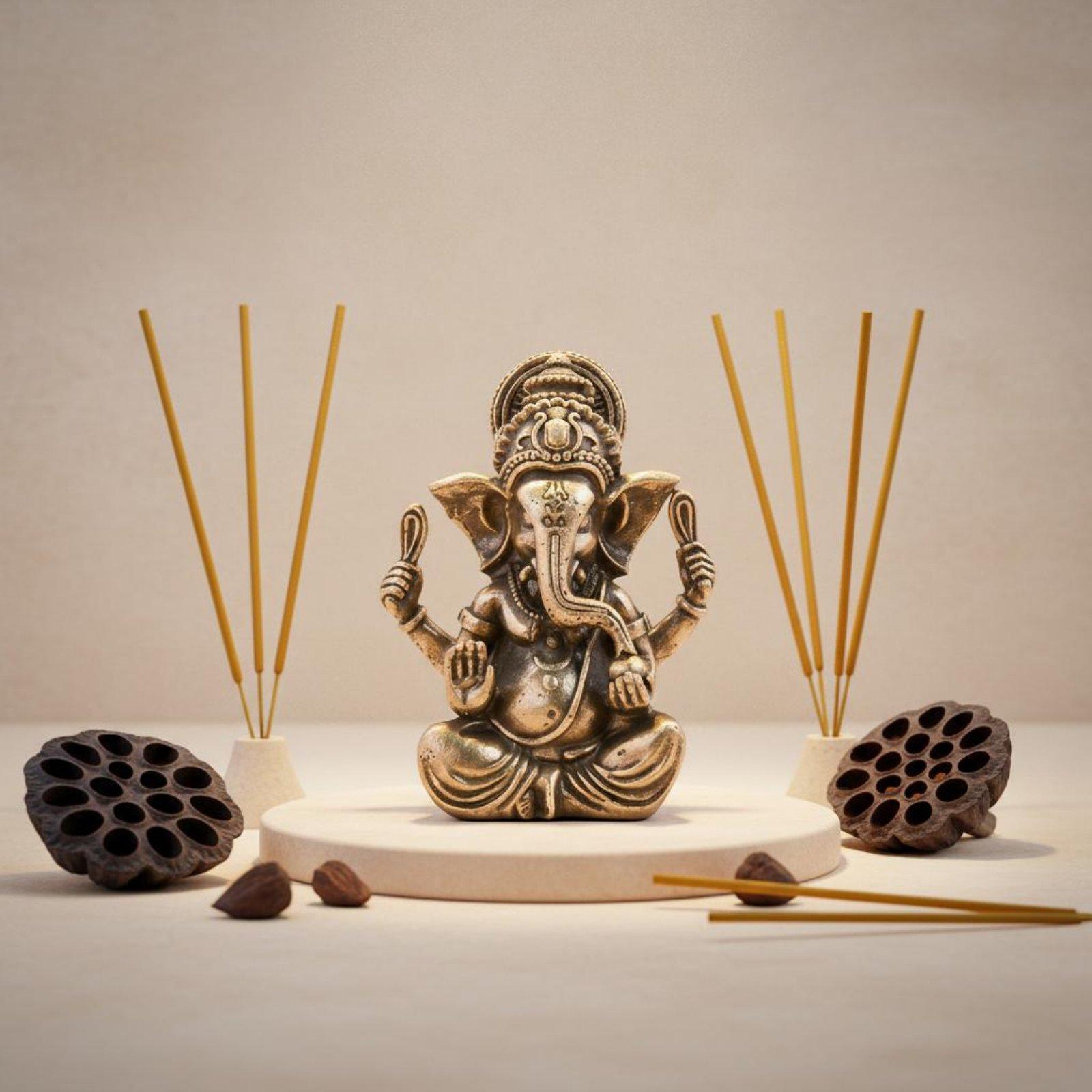Luxury Brass Ganesha Figurine  - Resin 评论和价格