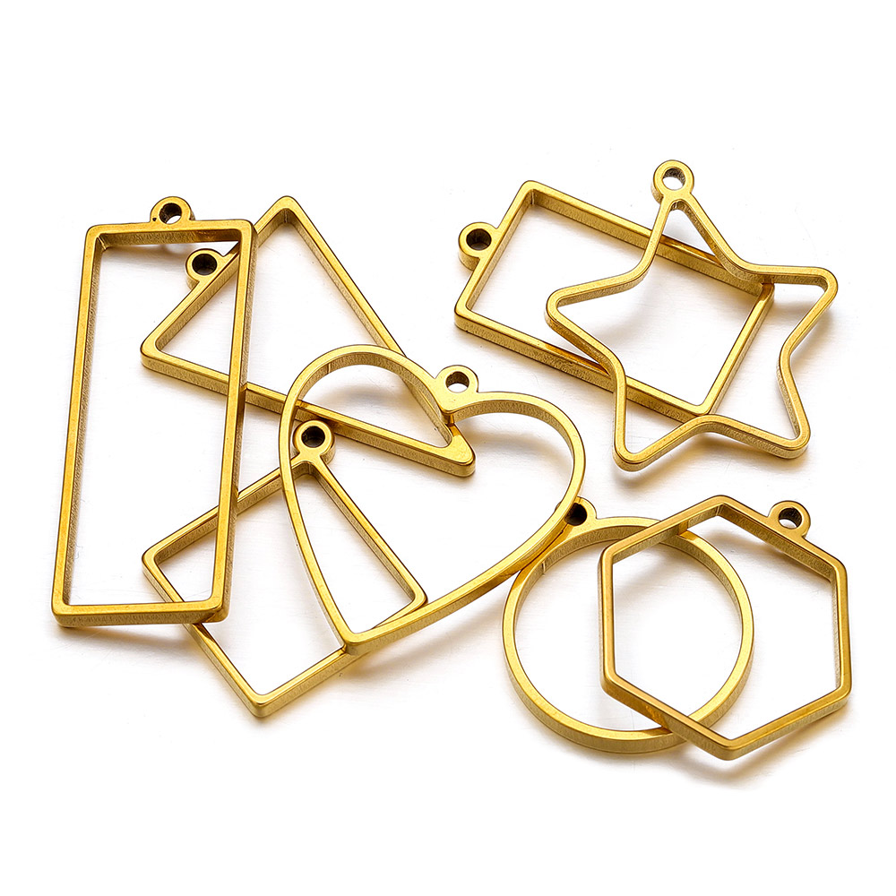 10pcs Stainless Steel Geometri - Uv Resin 评论和价格